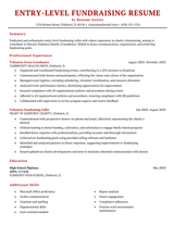 Entry-level fundraising resume example and template