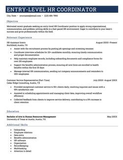 An example of a resume for an HR coordinator resume