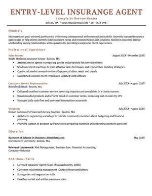 Insurance Writer Example Insurance Agent Resume Examples & Writing Guide for 2026