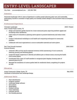 Entry-level landscaper resume