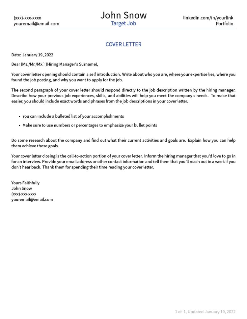 cover letter latex templates