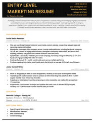 Entry Level Marketing Resume Examples How To Write