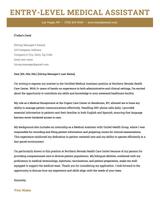An entry-level medical assistant cover letter using a yellow template.