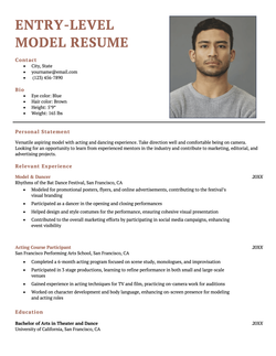 An example model resume for a beginner model