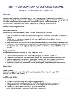 Paraprofessional resume example and template