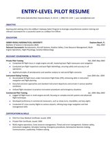 An entry-level pilot resume example.