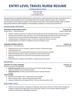 A good example of an entry-level travel nurse resume.