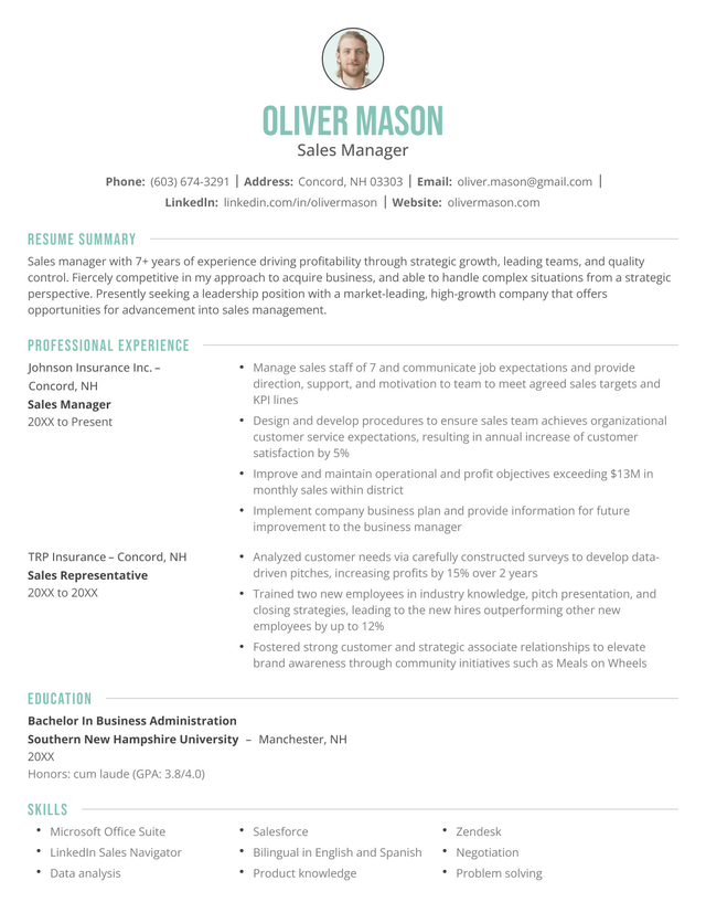 Resume template preview