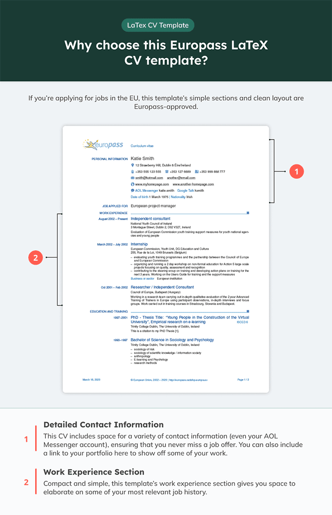 Un exemple de modèle de CV Europass LaTeX