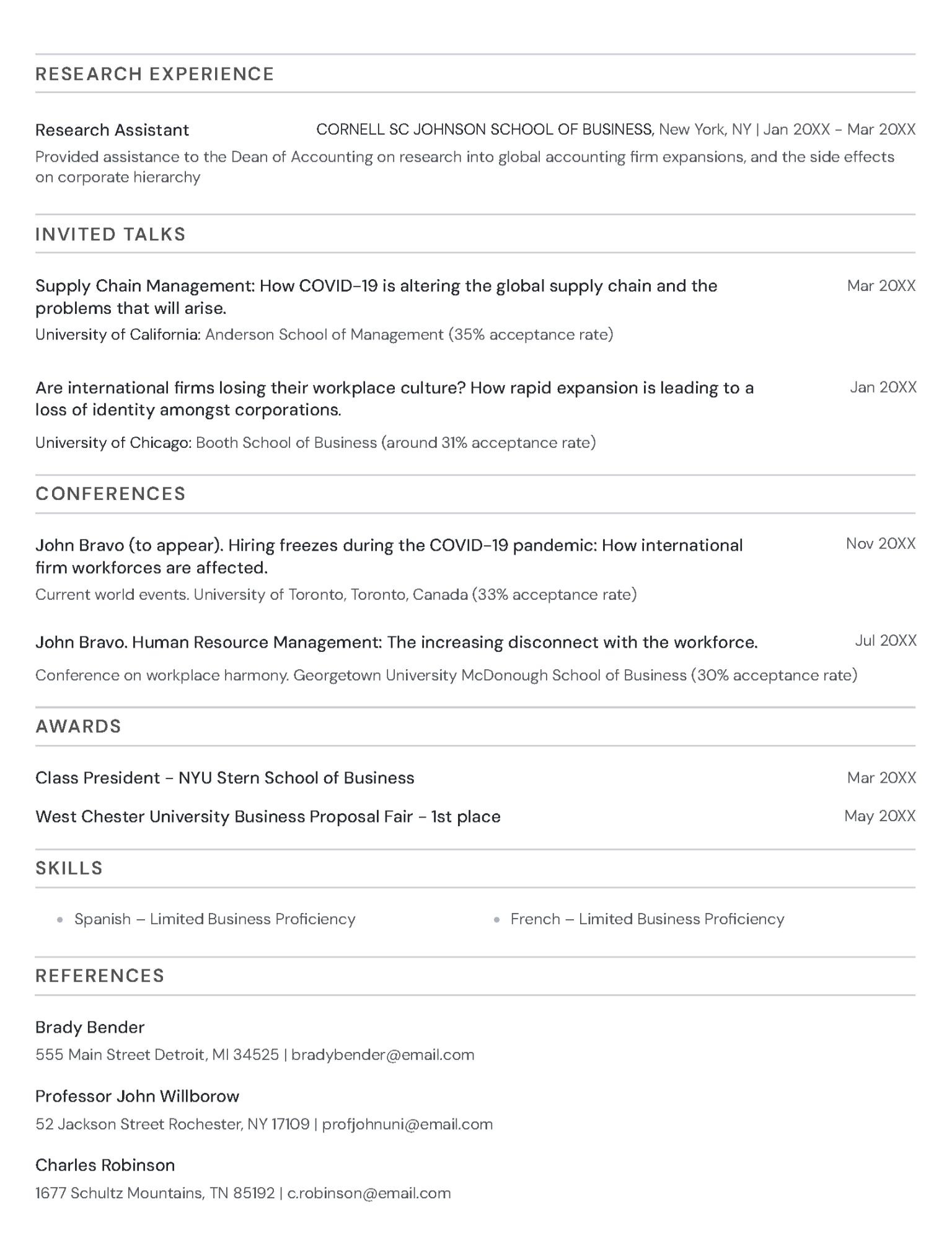 Page 2 of the European CV template in black