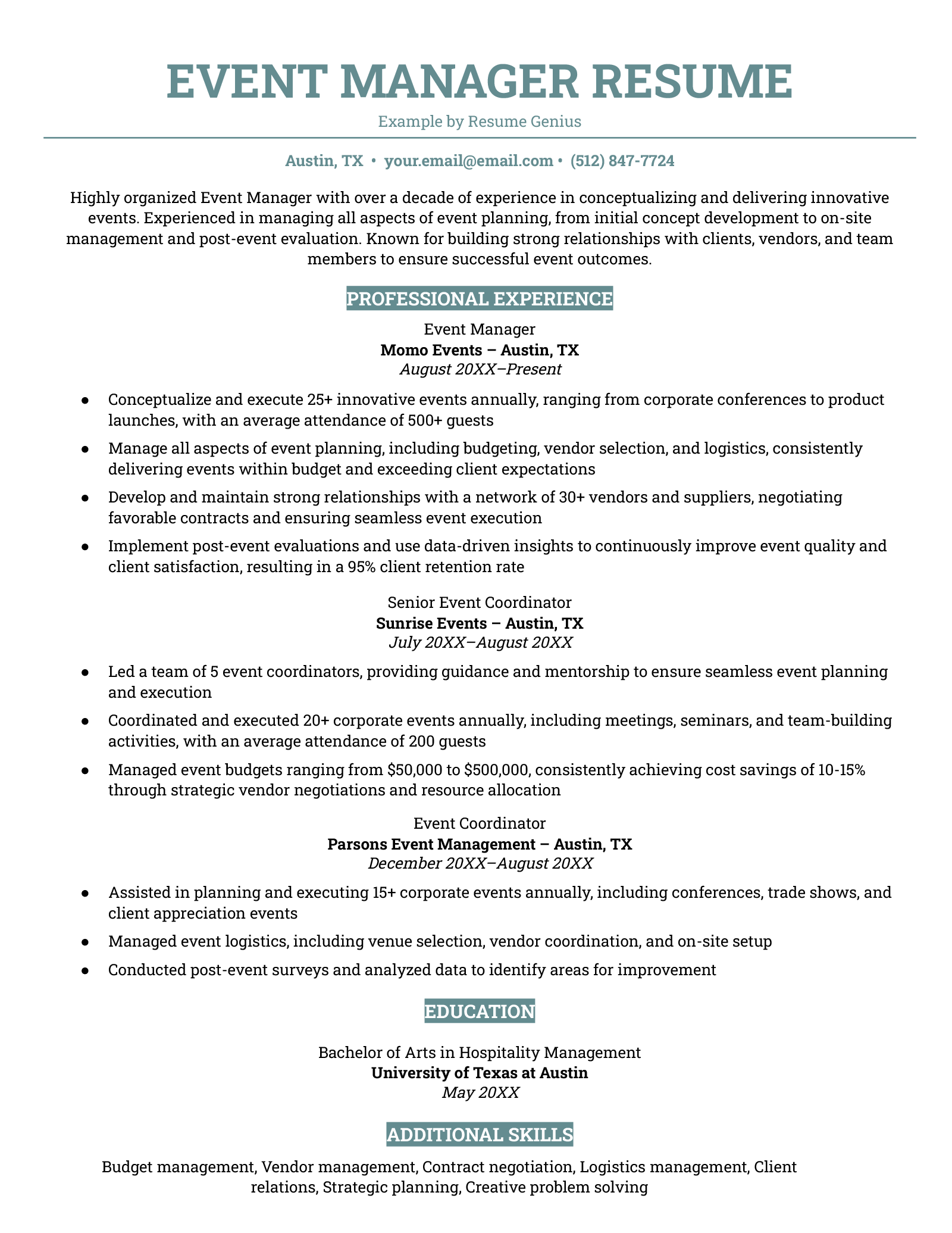 Event Planner Resume Examples &amp; Writing Guide for 2025