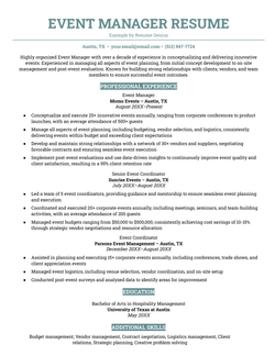 An example of an event manager resume.