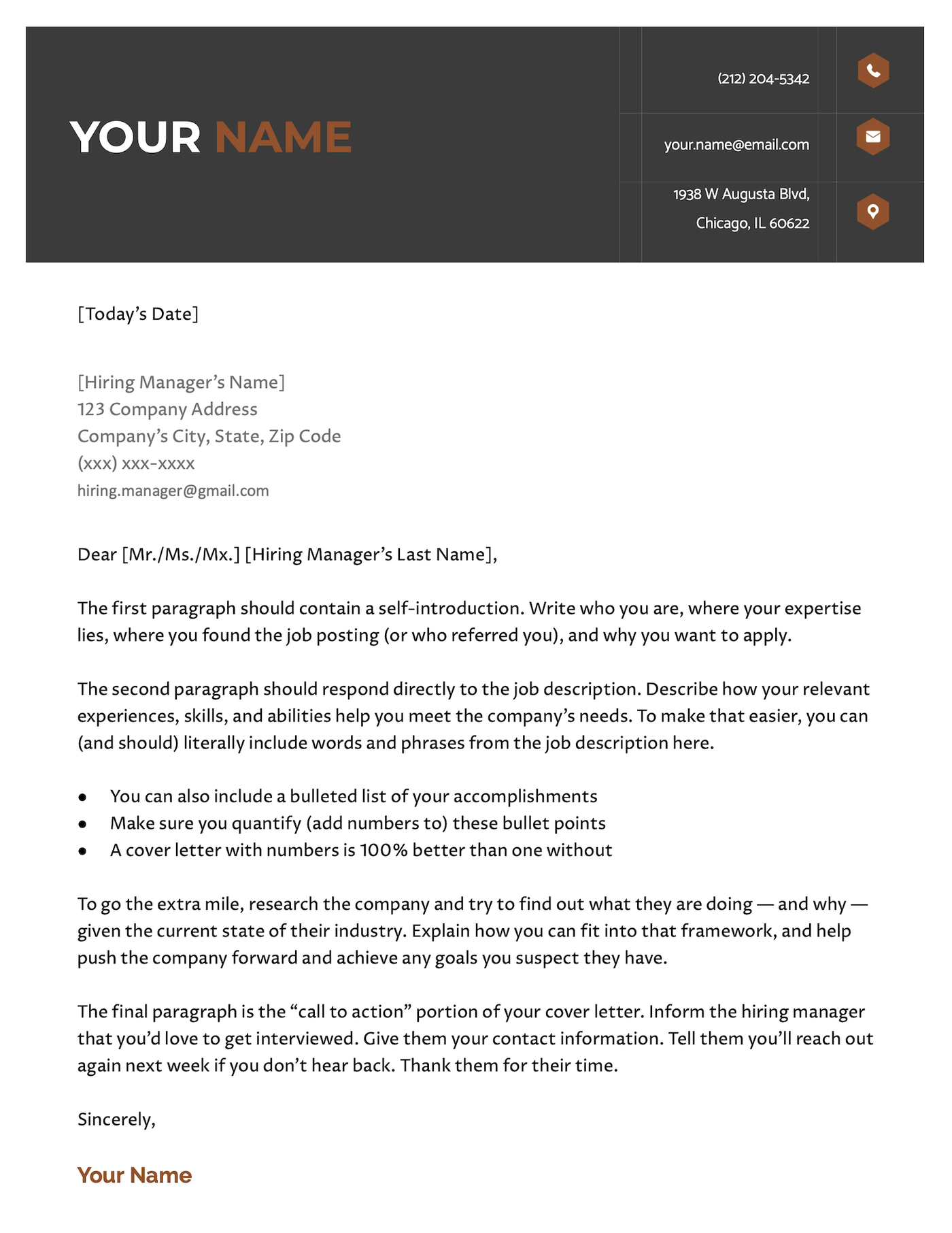 The Everest cover letter template for Google Docs.