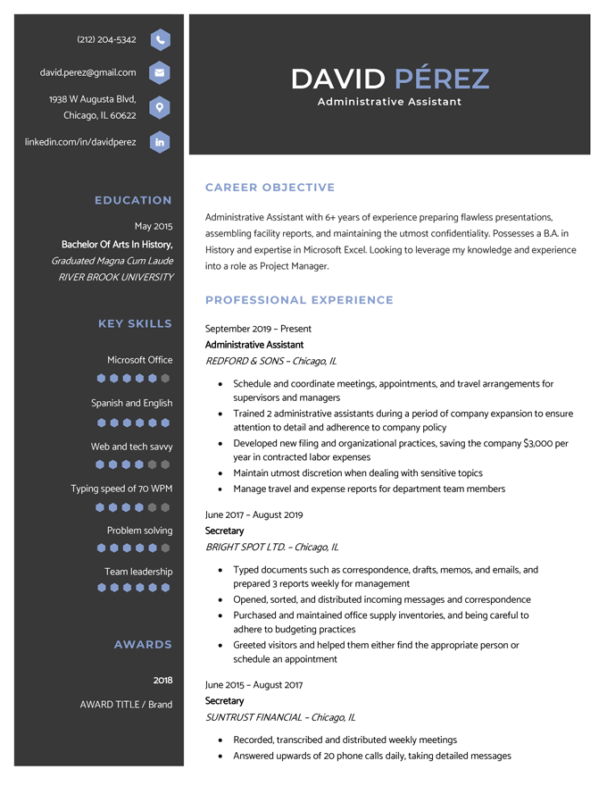 Image of the Everest resume template to download as a resume PDF.
