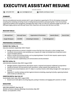 A great example of an executive assistant resume.