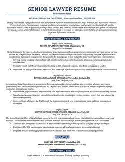 A senior lawyer resume example.