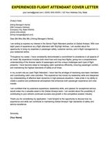 An example cover letter for an experienced flight attendant.