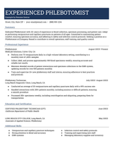 An example of a resume for an experienced phlebotomist.