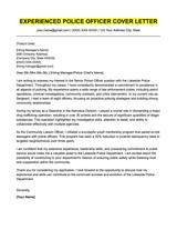 An example cover letter for an experienced police officer.