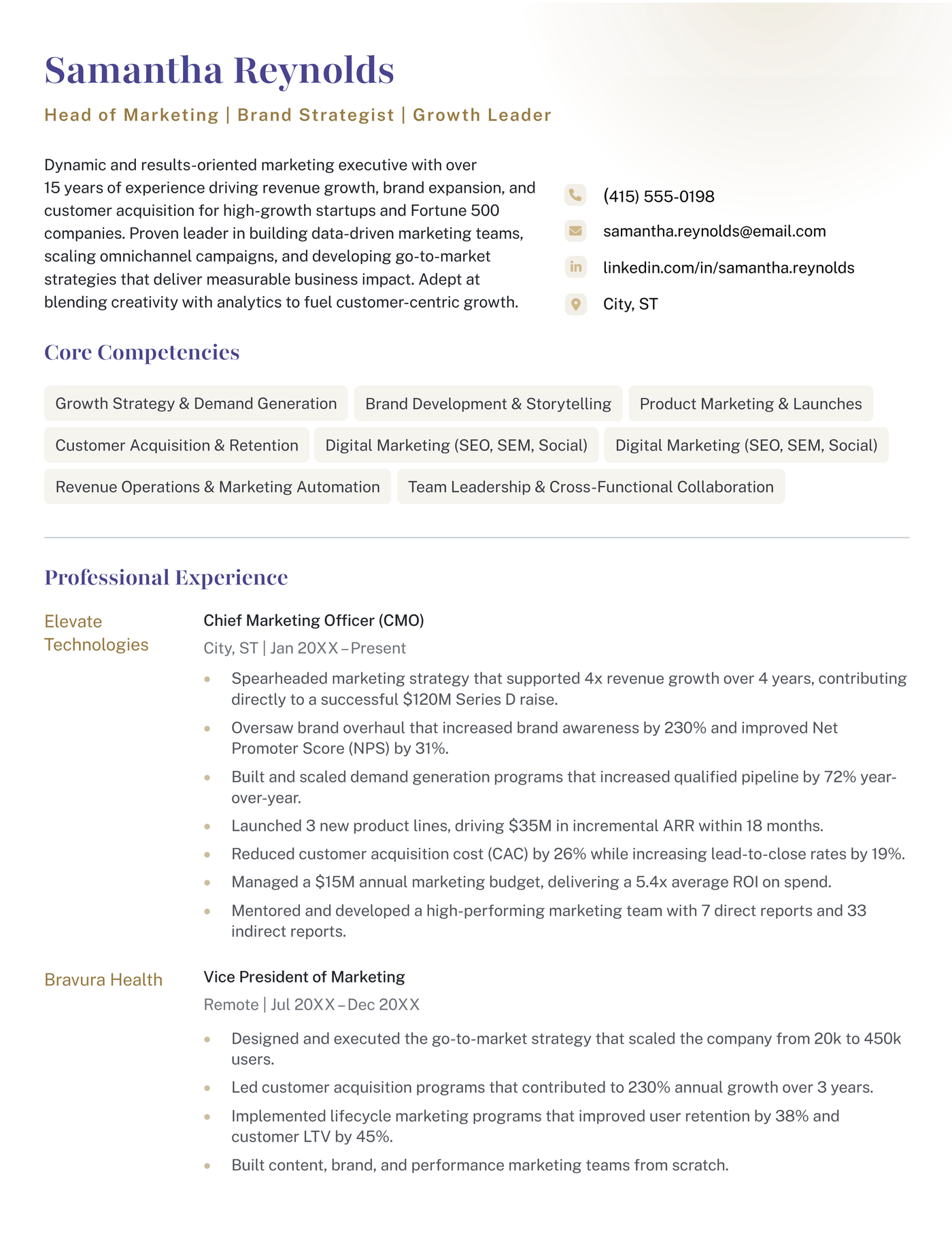 Experienced executive resume template in yellow