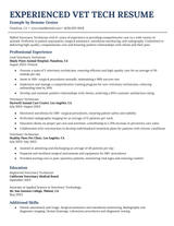 A resume example for an experienced veterinary technician.