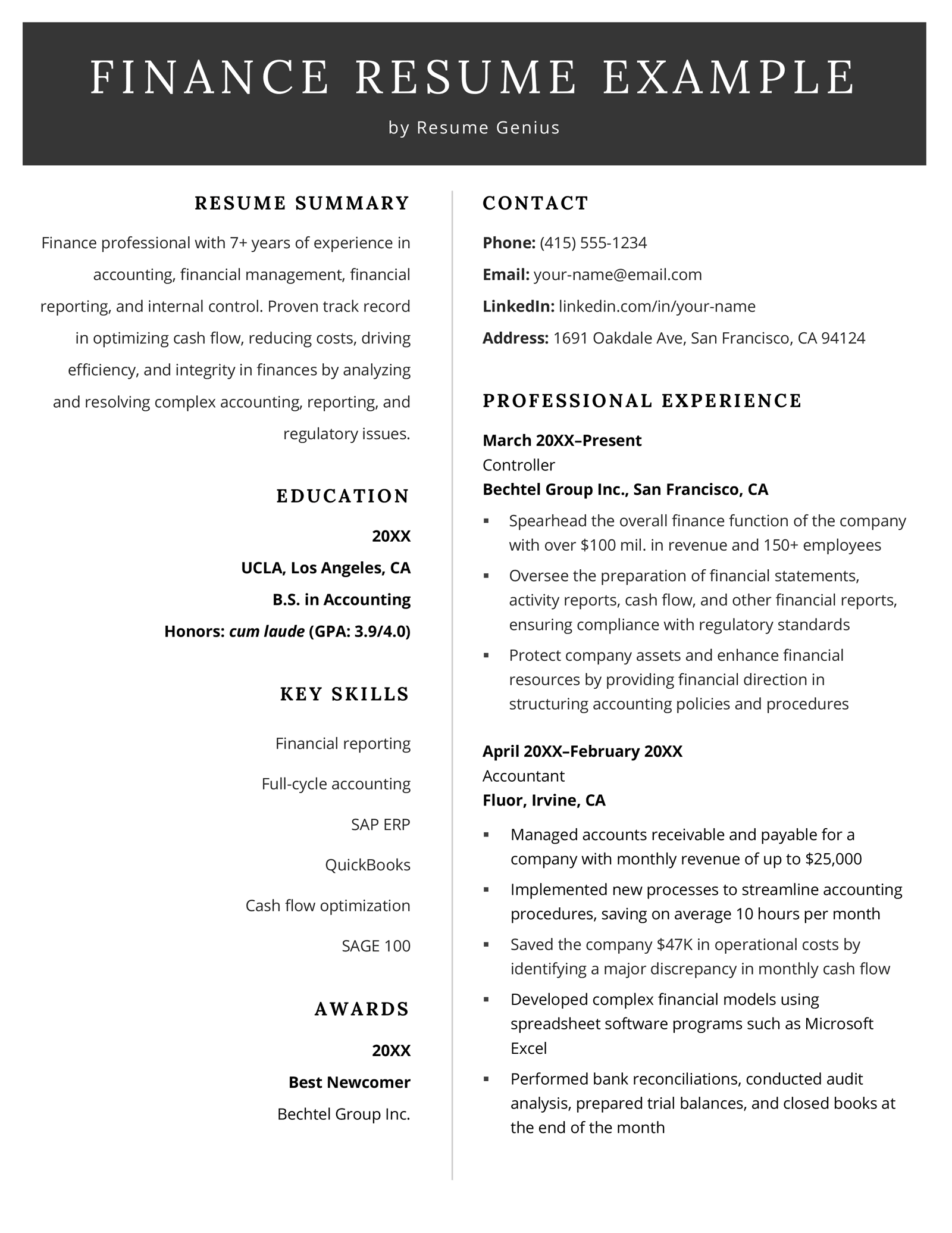 career objective for resume in finance