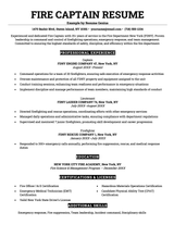 An example of a resume for a Fire Captain