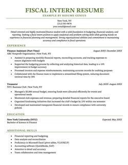 Fiscal intern resume example and template.