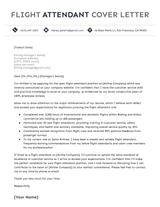 A flight attendant cover letter example.