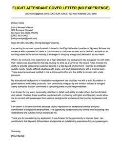 An example cover letter for a flight attendant role for a candidate with no experience.