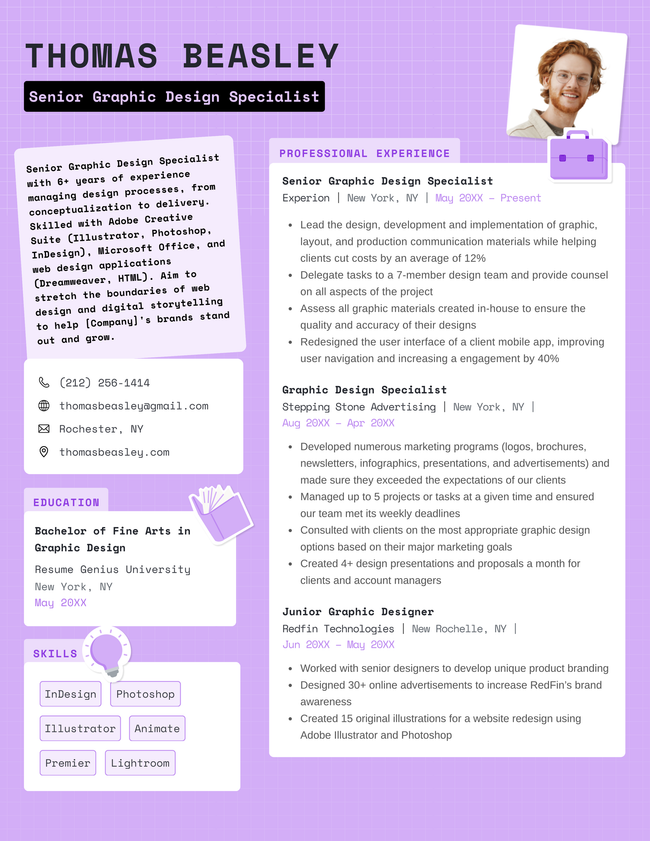 The Folio resume template from Canva.
