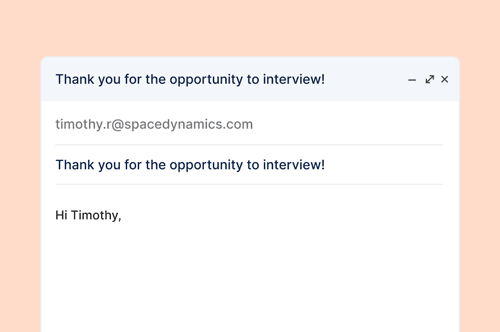 Example of a follow up email after an interview being written.