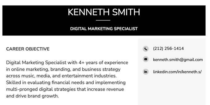 An example of a standout formal resume design