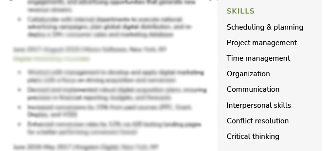 An example of how to display your fraternity or sorority skills in your resume skills section.
