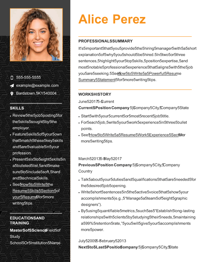 example of Resume Now's Popular resume template