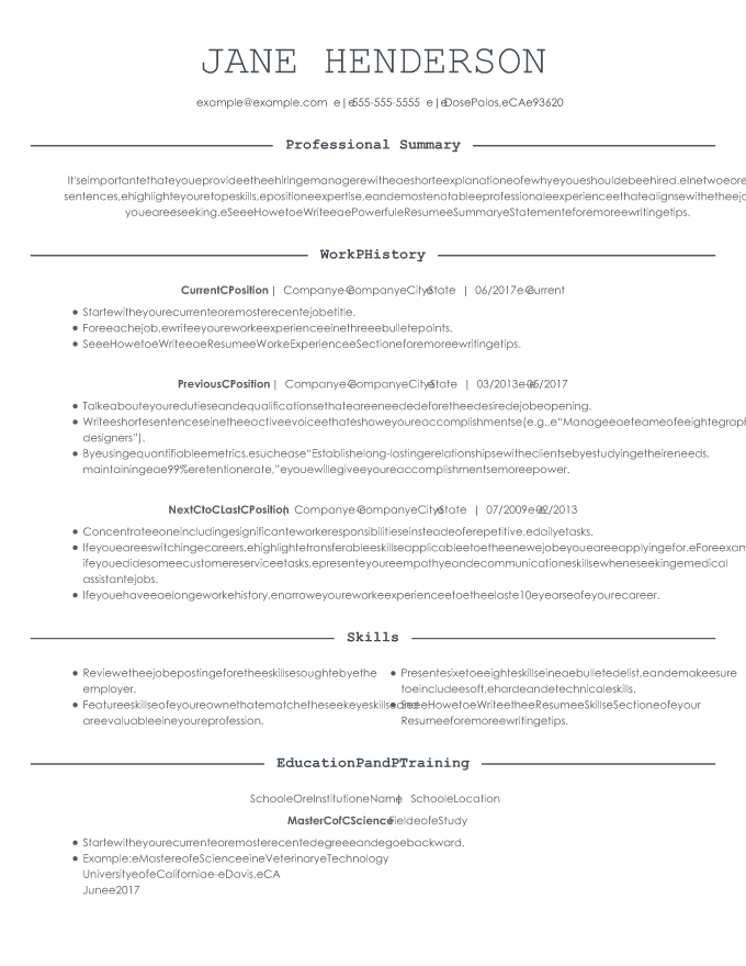 example of Resume Now's Simple resume template