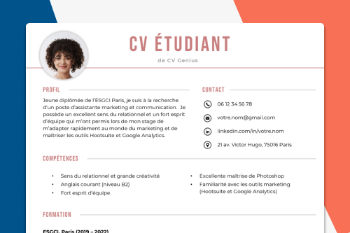 an image of a French resume example