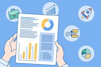 A pair of hands holding onto a data report with charts on them