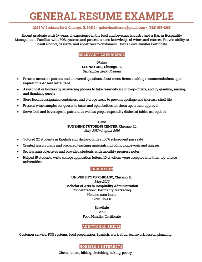 General Resume Examples 2024 - Lanny Modesty