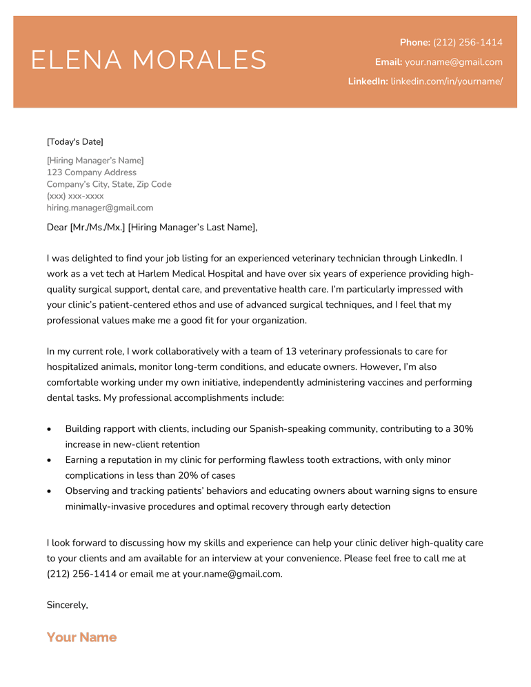 An example of a great cover letter featuring a bulleted list of examples and hard numbers that demonstrate the candidate's expertise