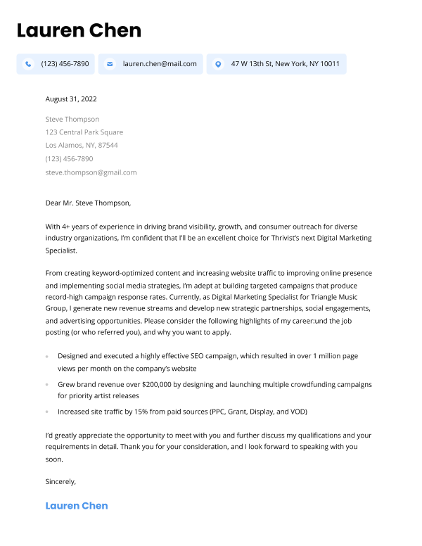 cover letter format email attachment