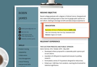 An example of a resume with GPA included on it