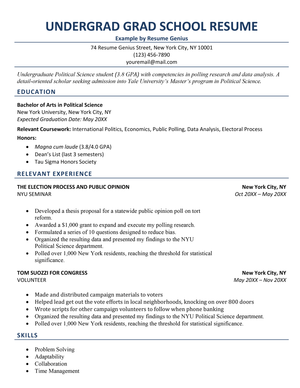 A grad school resume example