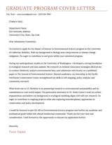 A graduate program cover letter on a template with a coral-colored header.