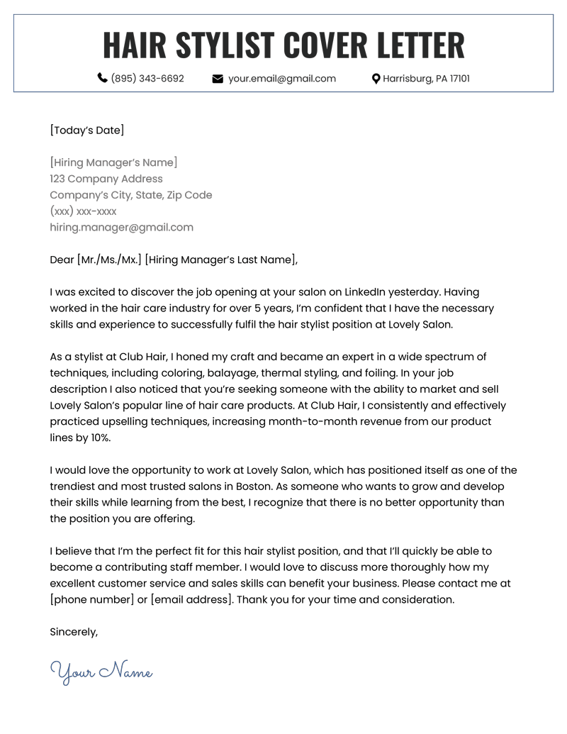 model booker cover letter