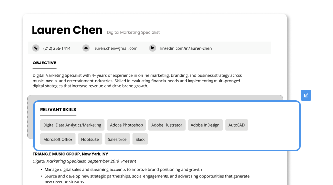 Un exemple de compétences techniques répertoriées sur un CV