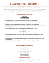 A head server resume example on a red template written by a candidate with over five years of experience.