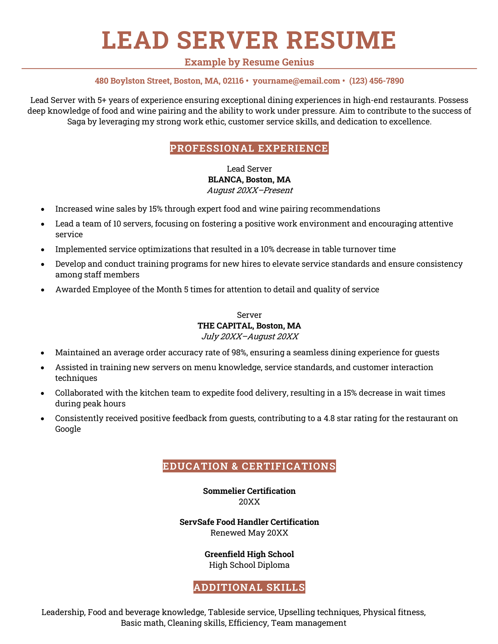 Server Resume Examples 2025 _ Server Cv Examples – EPKSLC
