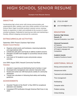An example of a resume for a high school senior.