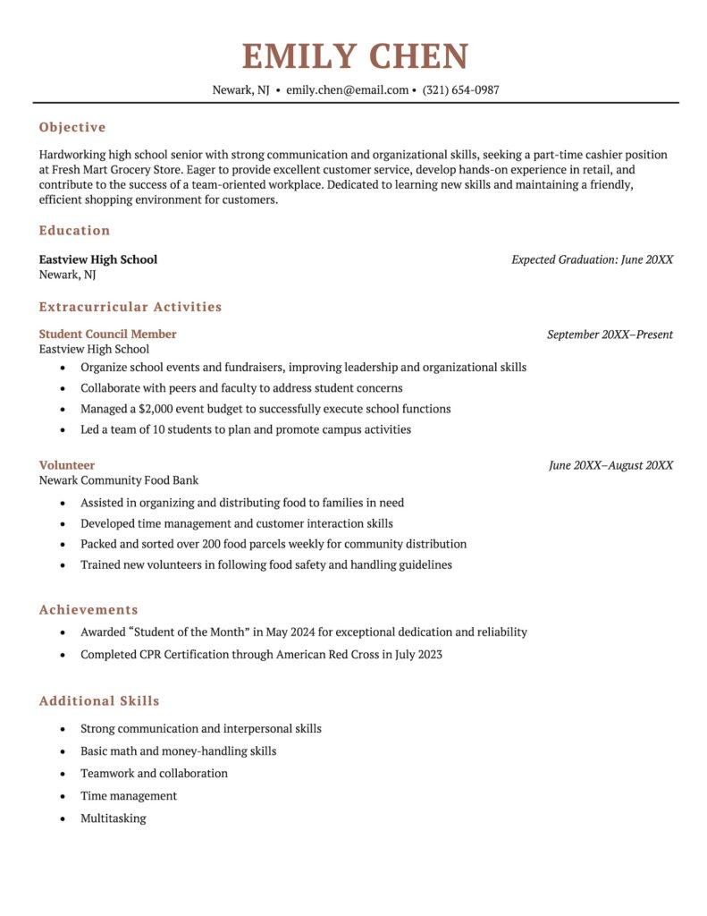 4 High School Resume Examples - High School Student Resume Example Template 791x1024